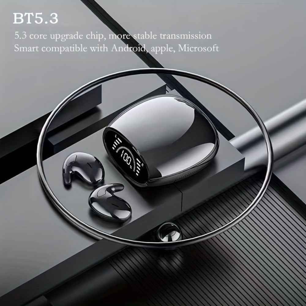 Ultra-Thin Bluetooth 5.3 Sleep Earbuds with Digital Charging Case in Black, Khaki or White
