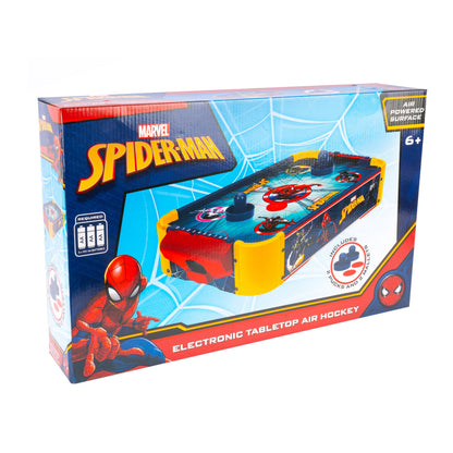 Spider-Man Tabletop Air Hockey Table Officially Licensed Marvel, Wood Electric Air Hockey Game for Kids Ages 5+