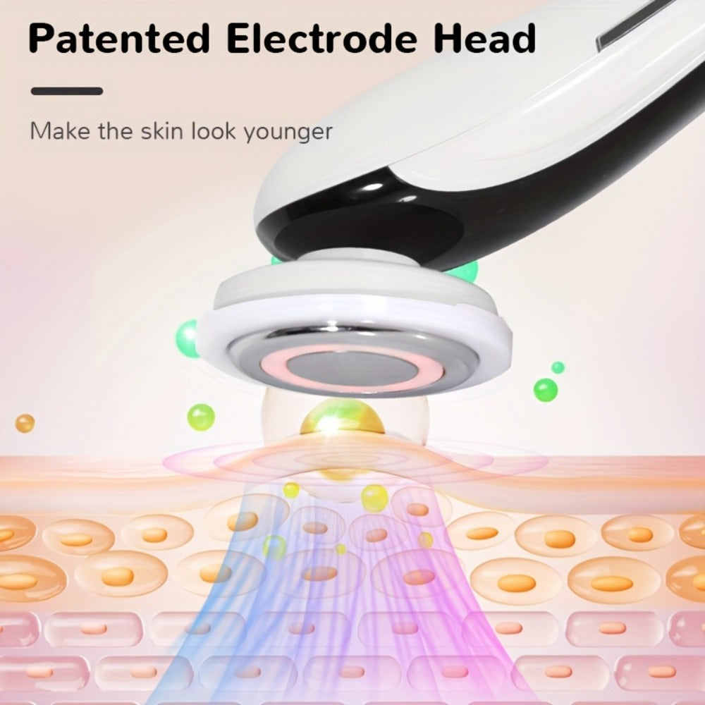 4-in-1 LED Face Neck Massager USB Powered Vibration Facial Lifting Device - Handle Portable Beauty Tool for Home or Salon Spa Use