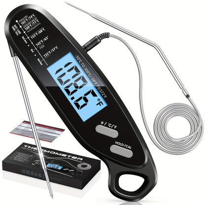 Instant Read Meat Thermometer with Dual Probes Backlit LCD Digital Cooking Thermometer for Grilling, Camping and Outdoor Meals