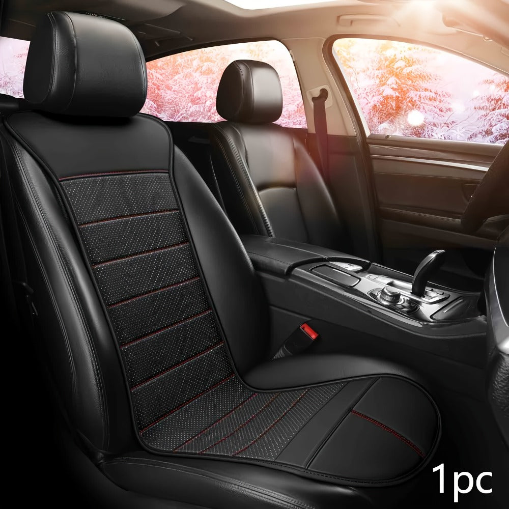Vest-Style Car Seat Cushion with Connected Backrest and Seat Pad, Memory Foam Fill and Red, Beige or Black Options
