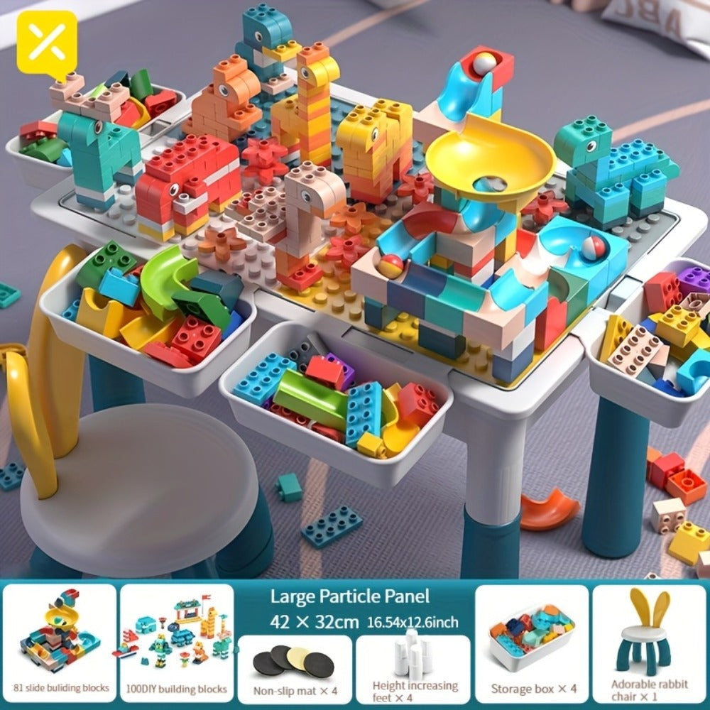 Kids Building Block Table & Chair Set with Storage Boxes with the Listed Color, Size or Set Options for Everyday Use