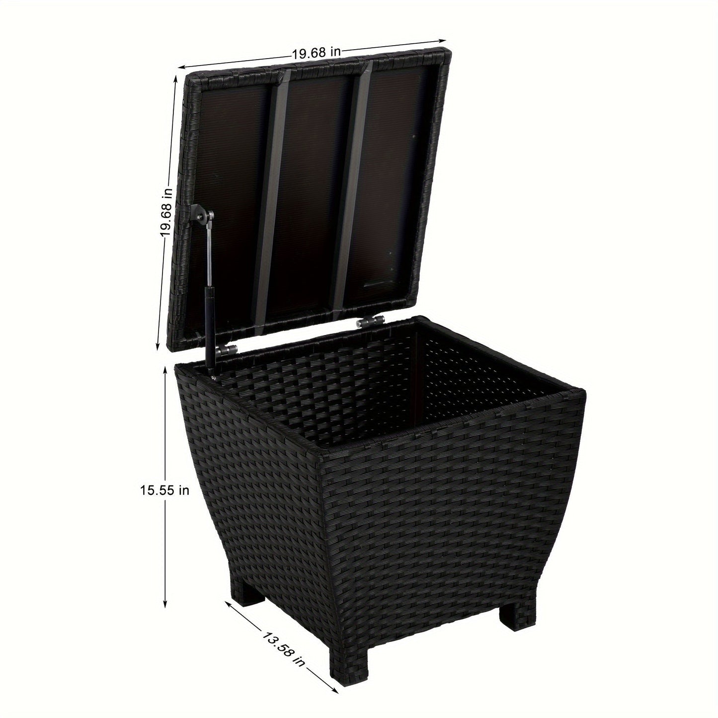 PE Wicker-Look Outdoor Storage Side Table with Flip-Top Lid and Brown, Gray or Black Options