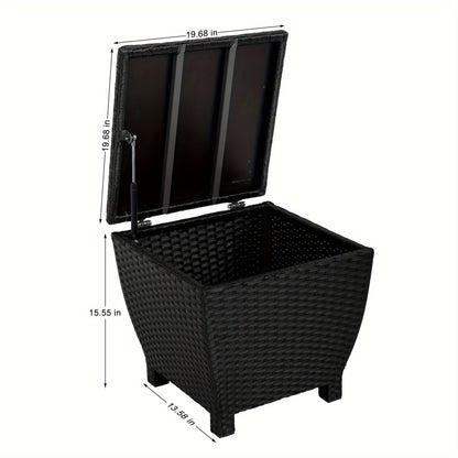 PE Wicker-Look Outdoor Storage Side Table with Flip-Top Lid and Brown, Gray or Black Options