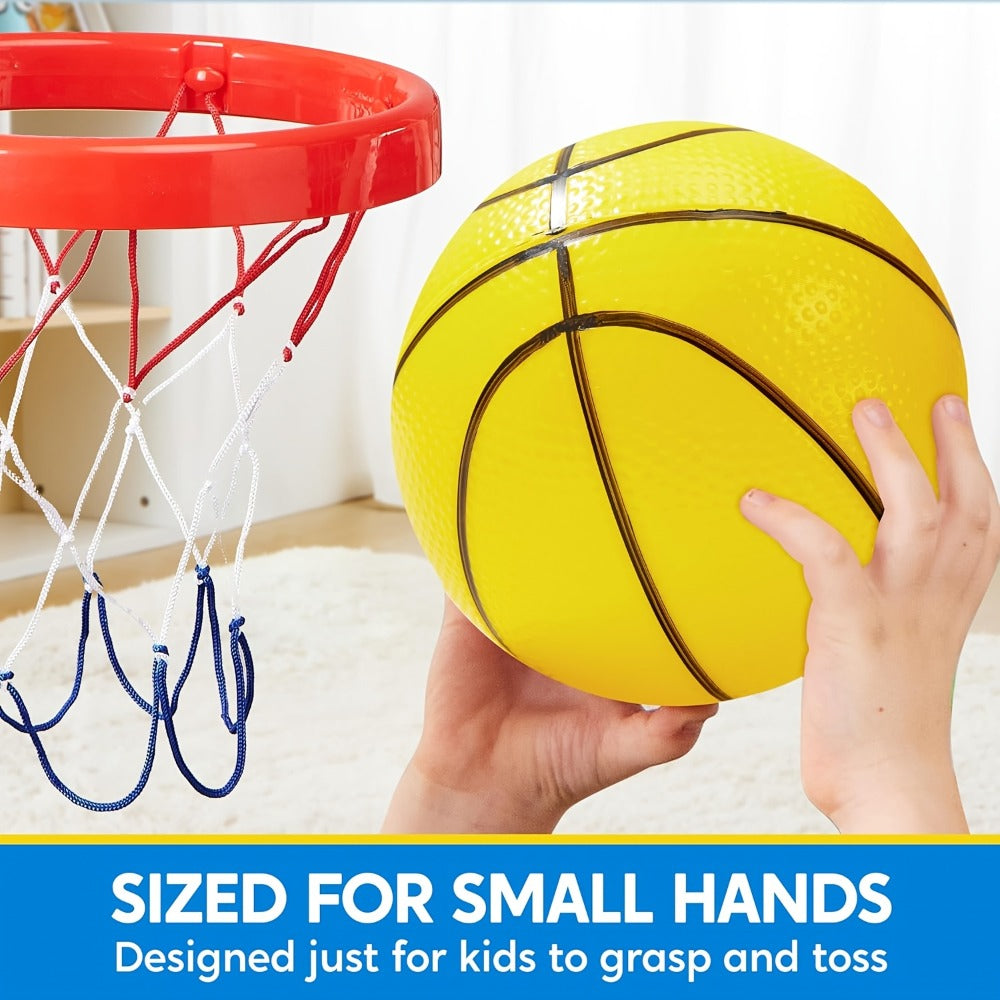 Kids Mini Basketballs Set of 6, 5-Inch Rubber Basketballs with Hand Pump, Perfect for Mini Hoops
