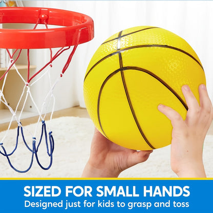 Kids Mini Basketballs Set of 6, 5-Inch Rubber Basketballs with Hand Pump, Perfect for Mini Hoops