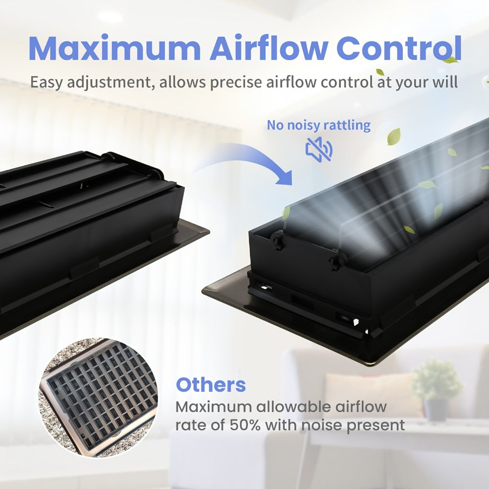 Floor Vent Register Cover 4x10 Inch Walkable Steel Decorative Air Vent Grille Adjustable for Entryways, Bedrooms and Living Spaces