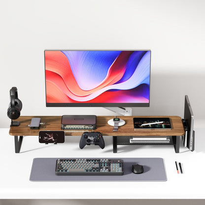 Monitor Stand Organizer with Headset Holder Phone Stand & Game Controller Holder, Versatile Desktop Riser for Computer Monitor Laptop