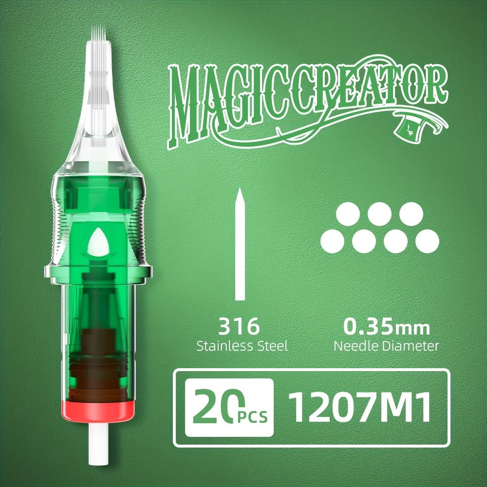 Tattoo Cartridge Needles with MAGICCREATOR Label, 20-Piece Box with 25 RL RS CM M1 Options