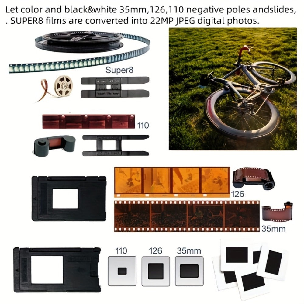 Film Scanner 10MP Negative & Slide Scanner, Converts 35mm/110/Super 8 Film to Digital JPEG, 2.0" LCD Screen