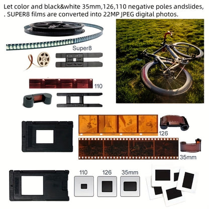 Film Scanner 10MP Negative & Slide Scanner, Converts 35mm/110/Super 8 Film to Digital JPEG, 2.0" LCD Screen