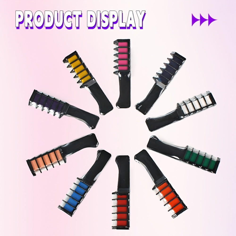 Temporary Hair Chalk Comb Set 14 Colors, Hair Color Sticks with Plant-Based Squalane & Glycerin, Vibrant Streaks for Parties