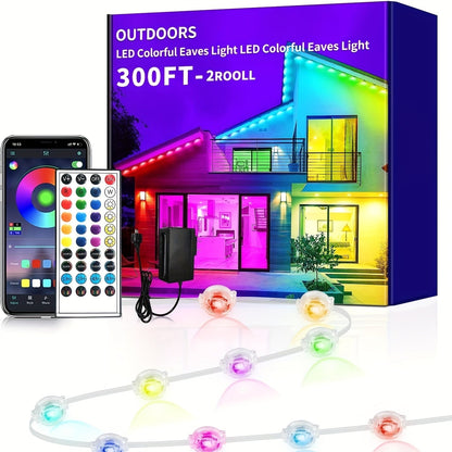 RGB Eave String Light Kit from 50ft to 400ft with Plug-In Adapter, App and Handheld Remote