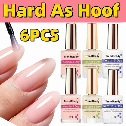 Colored Nail Hardener Set Pink White Yellow – Fast Drying 15ml Nail Strengthener for Weak Splitting Brittle