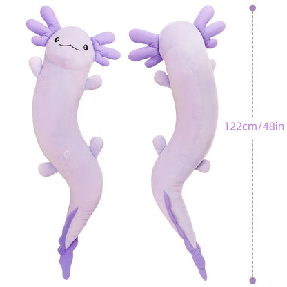 Plush Toy Axolotl Body Pillow, 48-Inch Purple Glow-in-the-Dark Stuffed Animal for Bed & Sofa Decor