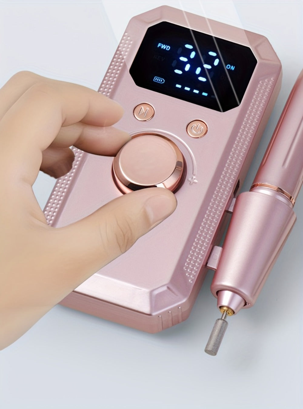 Electric Nail Drill Rechargeable Kit with Display, 11 Grinding Heads, 20 Sanding Rings and Three Colors