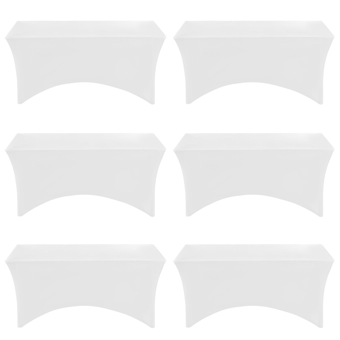 6 Pack Spandex Table Covers for 6ft Rectangular Tables – Fitted Stretch Tablecloths Wrinkle Resistant Washable Reusable for Wedding Party