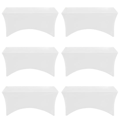 6 Pack Spandex Table Covers for 6ft Rectangular Tables – Fitted Stretch Tablecloths Wrinkle Resistant Washable Reusable for Wedding Party