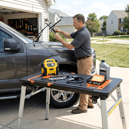 7in 1 Multifunctional Work Benches, Folding Work Table for Garage, As Portable Workbench, Sawhorse