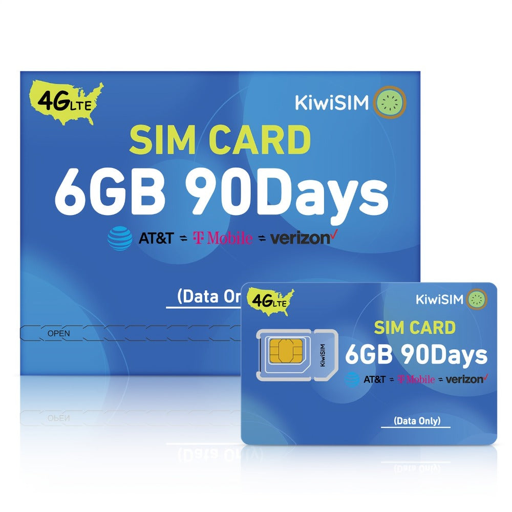 Prepaid Data SIM Card USA 4G LTE KIWISIM Auto-Switch AT&T & T-Mobile, No Contract No Monthly Fee