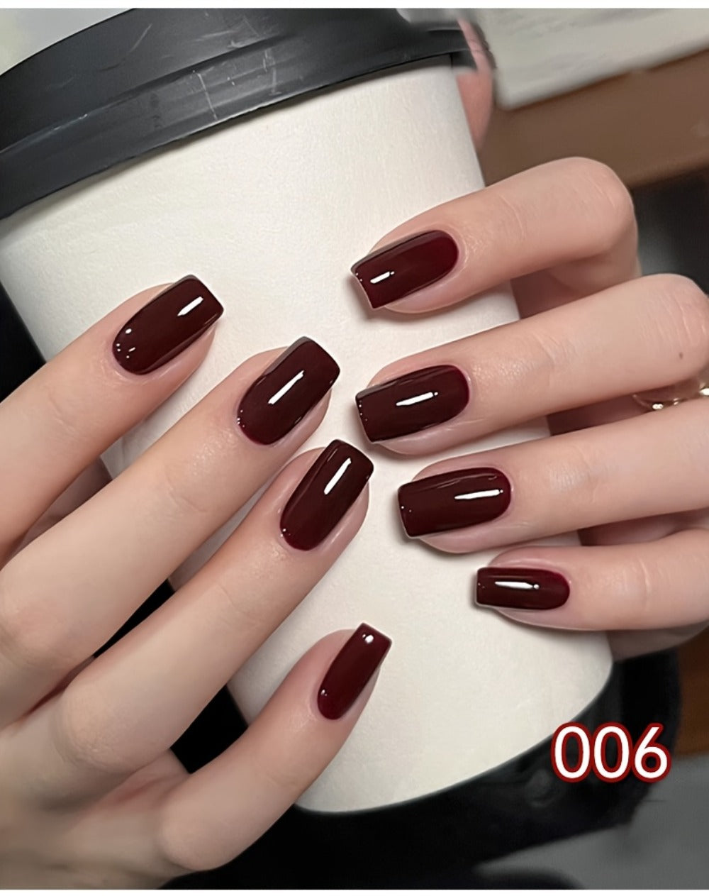 Gel Nail Polish Nine-Piece Ancola Red Solid Gel Set for Gradient and Ombre Nail Art in One Grid Case