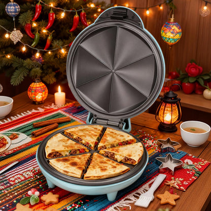 Electric Quesadilla Maker 9.5 Inch, Grilled Cheese Machine, Extra Stuffing, Easy 6-Wedge Slice, Feet