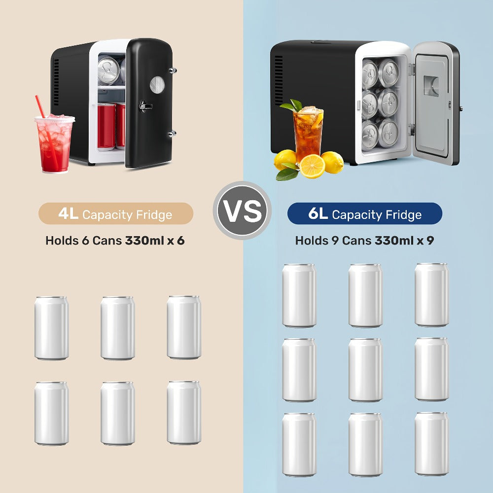Mini Fridge Portable Cooler & Warmer 9-Can 1.59 Gal with Window for Entryways, Bedrooms and Living Spaces