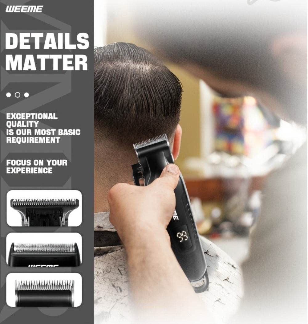 Men's Professional Grooming Kit – Cordless Rotary Shaver & T-Blade Trimmer, Type-C Charging, 6 Adjustable Combs