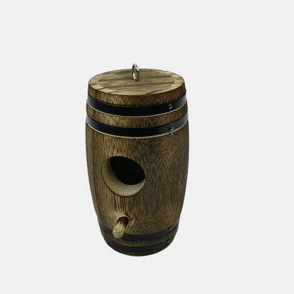 Hummingbird Nest Handcrafted Wood Vintage Barrel Hanging Outdoor Decor