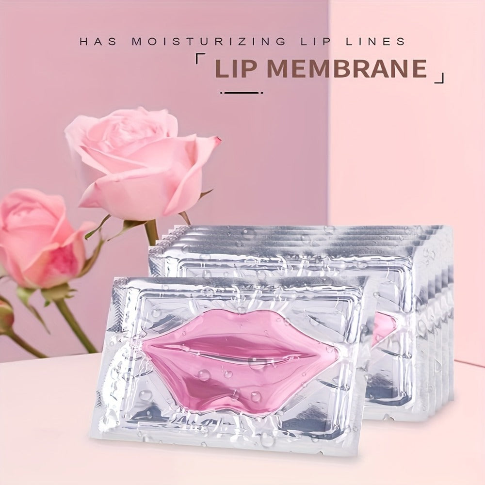 Fifteen Individually Wrapped Pink Lip-Shaped Gel Patches in Clear Rectangular Sachets with 15-Piece Count