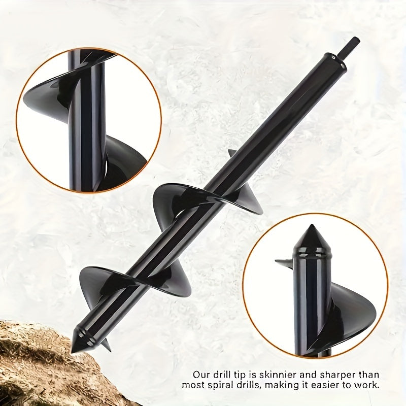 Four-Piece Garden Auger Bit Set with Straight Drill Shanks and Graduated Black Spiral Widths
