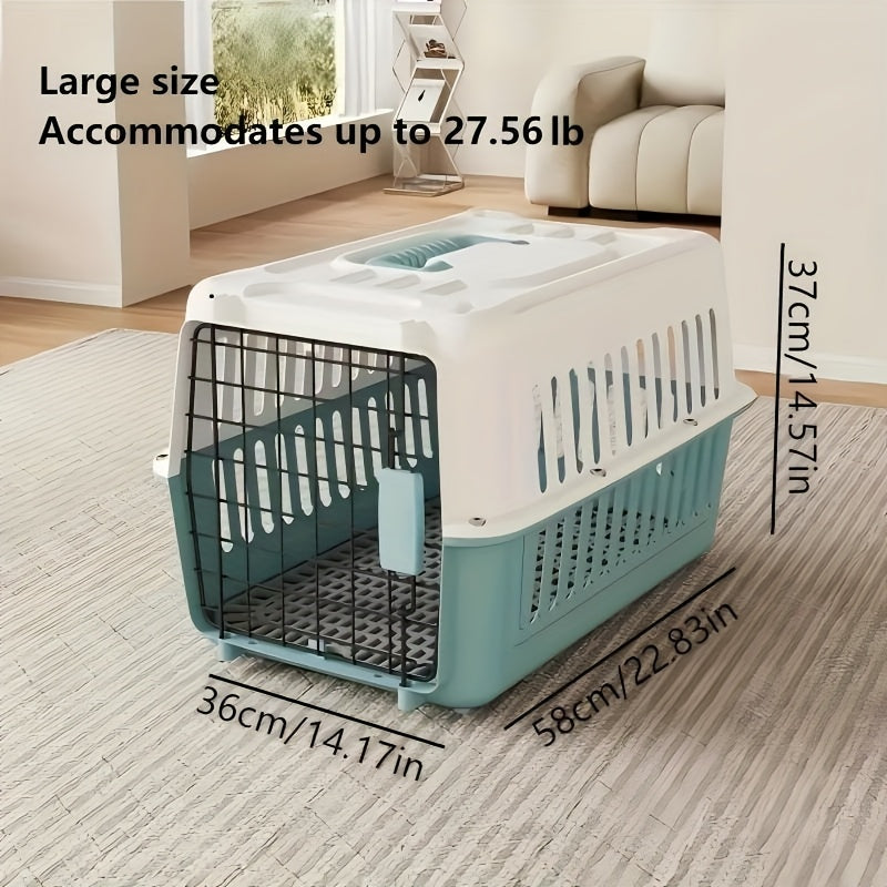 Hard-Shell Pet Carrier Crate with Front Grid Door, Side Ventilation and Standard or XL Sizes in Three Colors