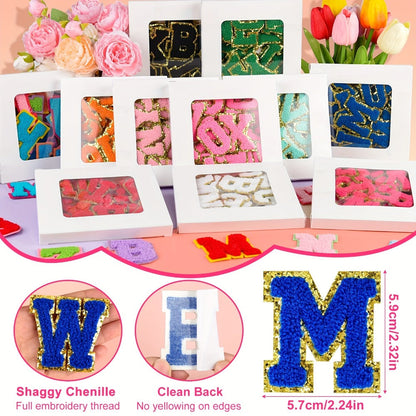 Chenille Letter Patches Self Adhesive A-Z 26pcs – Embroidered Alphabet Applique Stickers for Clothes Bags Hats Phone Cases