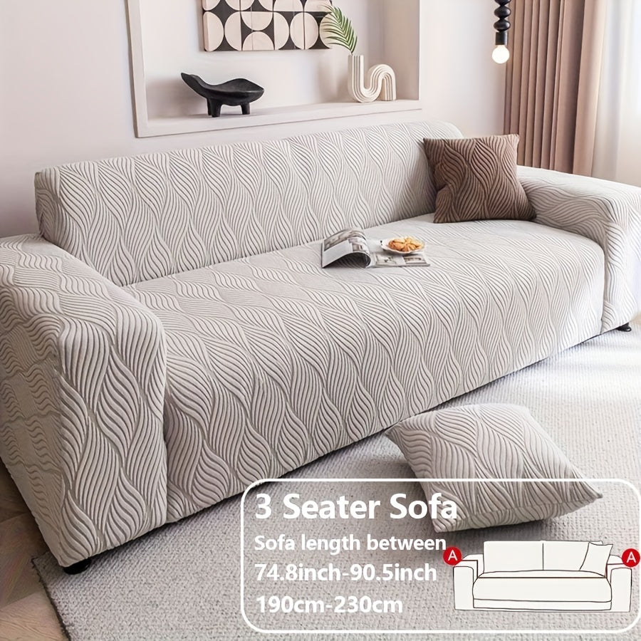 Sofa Cover Polar Fleece Modern Jacquard Elastic Slipcover with Elastic Fit for 1 to 4-Seater Sofas
