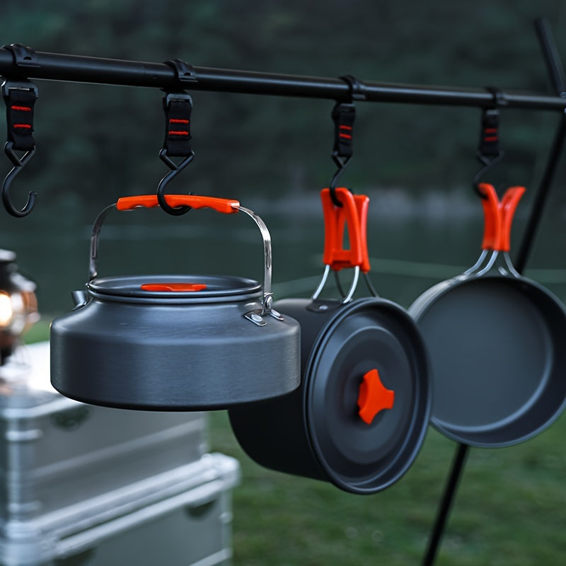 Outdoor Camping Cookware Set, Portable Aluminum Alloy Cooking Pot Pan Kettle Kit, for Camping, Travel and Outdoor Use