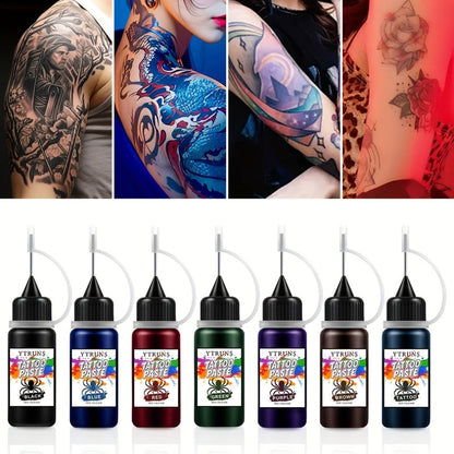 Liquid Body Paint Temporary Tattoo Ink – 7 Vibrant Colors, Fast-Drying Waterproof Formula, Plant-Based Squalane, Skin-Safe for Festivals
