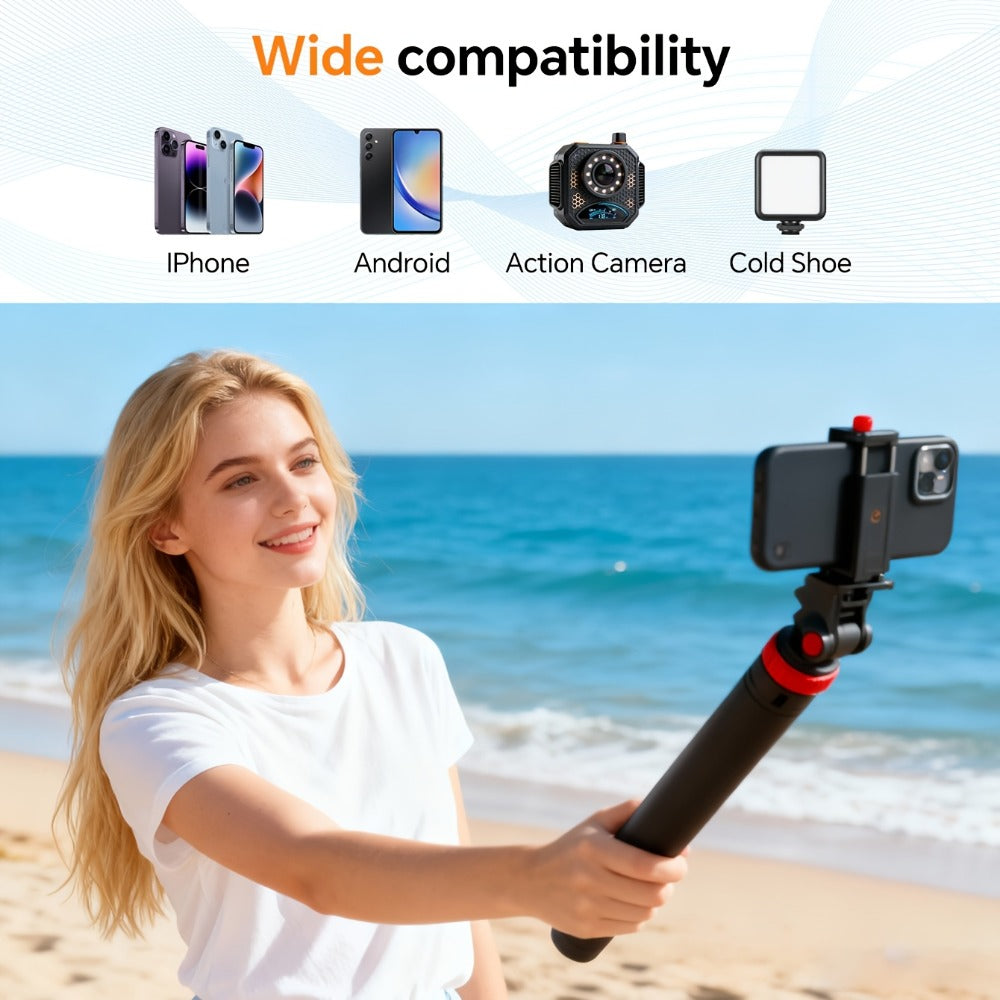 83 Inch Tall Phone Tripod Adjustable with Wireless Remote & Stable Base, Upgraded Extra-Tall Retractable Stand for iPhone 17/15/14