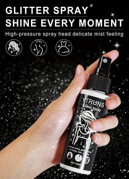 Glitter Spray for Hair & Body Quick Dry Shimmer Spray – High-Gloss Body Glitter for Face Lips Eyes Skin Festival Rave Party Photoshoot