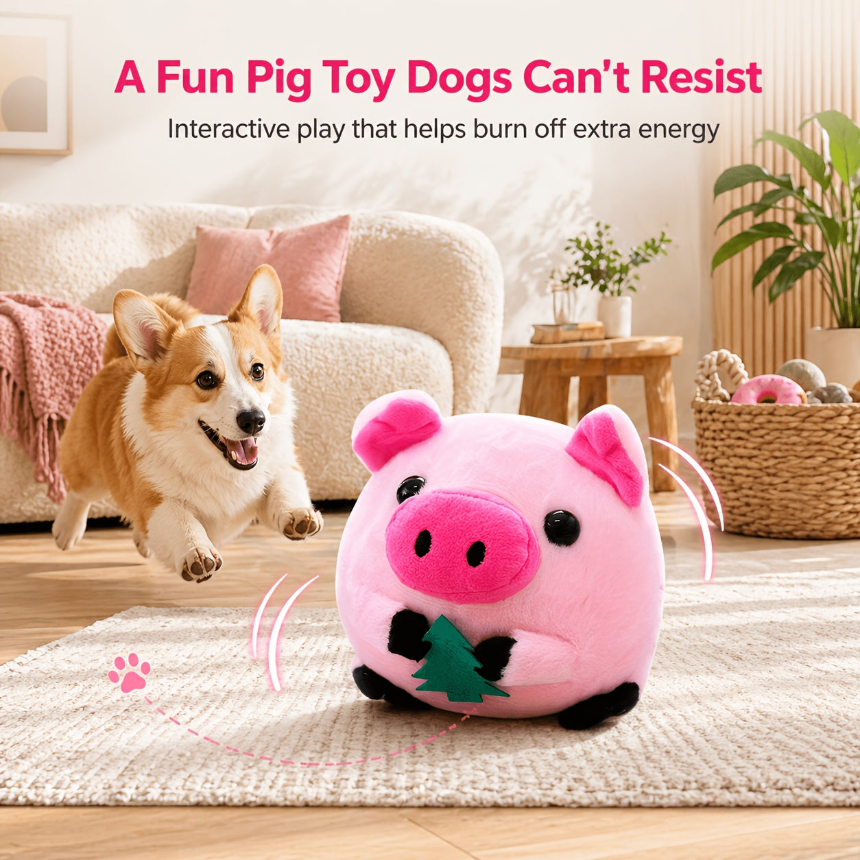Electronic Bouncing Dog Toy with Animal Sound – USB Rechargeable Interactive Rolling Ball, Voice Recording & Music Mode
