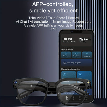 Smart Glasses 8MP Wide-Angle Camera Eyewear with 4K Recording, 4GB Storage and 163-Language Translation