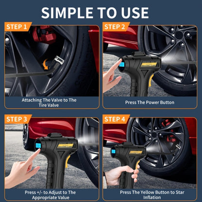 Portable Tire Inflator Air Compressor 150 PSI Cordless with Auto-Shutoff Digital Pressure Gauge LED Light Wireless USB Charging for Car