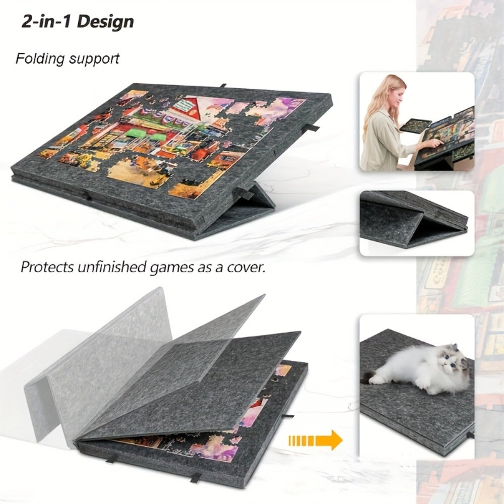 Large Puzzle Board for 1000 Piece Puzzles with 6-Drawer Sorting System, Foldable Jigsaw Table with Built-In Stand