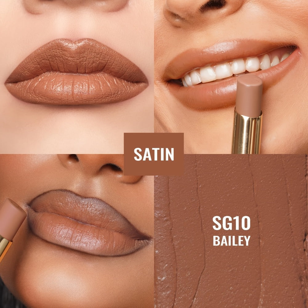 Oulac Nude Satin Lipstick Set 12g Each – Lightweight Moisturizing Full Coverage Cream-to-Satin Formula, Skin-Flattering Nude Lip Color