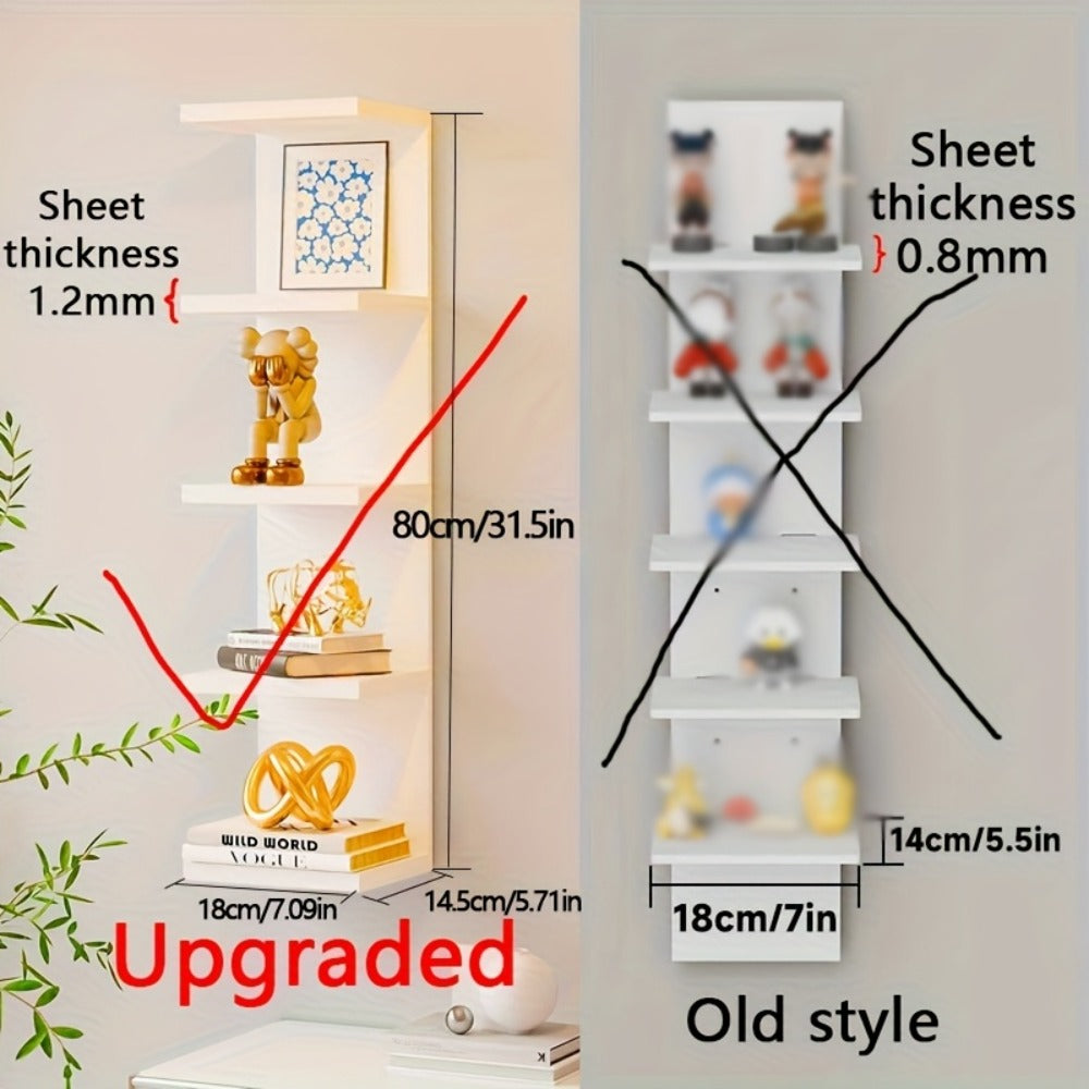5-Tier Floating Wall Shelf Wall-Mounted Storage Rack 31.5" - Space Saving Display Shelves for Entryways, Bedrooms and Living Spaces