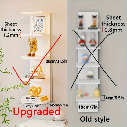 5-Tier Floating Wall Shelf Wall-Mounted Storage Rack 31.5" - Space Saving Display Shelves for Entryways, Bedrooms and Living Spaces