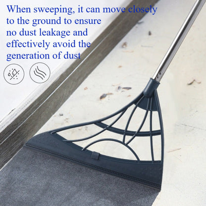 Extra Long Broom 45 Inch – Stainless Steel Handle, Unflagged Bristles, Rubber Sweep for Pet Hair & Debris
