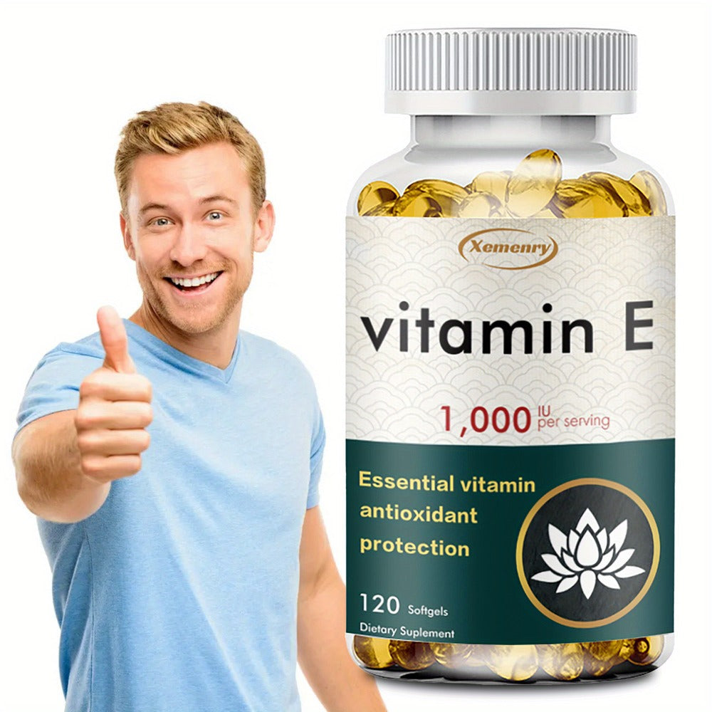 Vitamin E 1000IU Softgels 120 Count High Potency Antioxidant Supplement for Hair, Skin, Nails & Eye Health