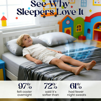 Bamboo Blend Cooling Bed Sheet Set 4pcs – Ultra Soft Breathable Kids Sheets, Deep Pocket Fitted Sheet 18"-24"