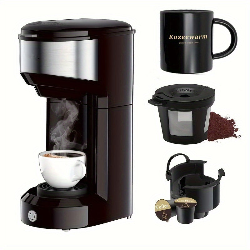 3-in-1 Coffee Machine Single Serve Brewer for K-Cup Pods Ground Coffee and Tea Compact with Reservoir for Kitchen Office Home Dark Blue