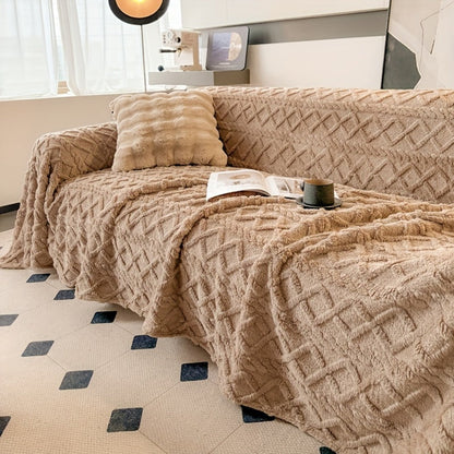 Sofa Cover 300 GSM Shu Velveteen Jacquard Throw in Three Sizes and Five Solid Colors for Armchair to Sectional
